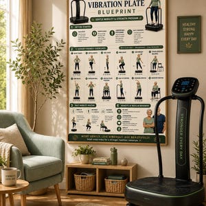 Vibration Plate Workout Bundle, 8 Printable Exercise Posters, Whole Body Fitness Wall Art, Beginner to Advanced Guide, A4 US Letter Download