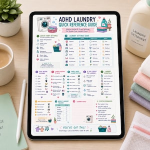 ADHD Laundry Quick Reference Guide | Washer & Dryer Settings Cheat Sheet | Executive Dysfunction Cleaning Printable