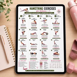 Hamstring Stretch PDF, Hamstring Exercises, Leg Stretching Workout, Lower Body Exercises, Flexibility Poster, Home Fitness Wall Art