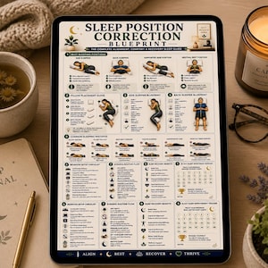 Sleep Position Correction Poster, Printable Better Sleep Alignment Guide, Bedroom Wall Art, Pillow Placement & Posture Chart, A4 US Letter