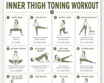 Inner Thigh Workout for Women, Leg Toning Exercises Printable, Home Lower Body Workout, Slim Legs Routine, A5 A4 US Letter PDF