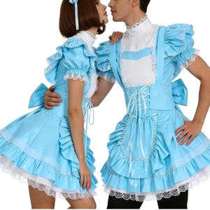 Womens PVC Leather French Maid Cosplay Costume Mini Dress Halloween - View #4
