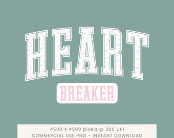 Heart Breaker Walentynki Png, Sublimacja Walentynkowa, Modne Walentynki Png, Walentynki Uniwersyteckie Png, Walentynki Retro, Walentynki Chłopięce Png