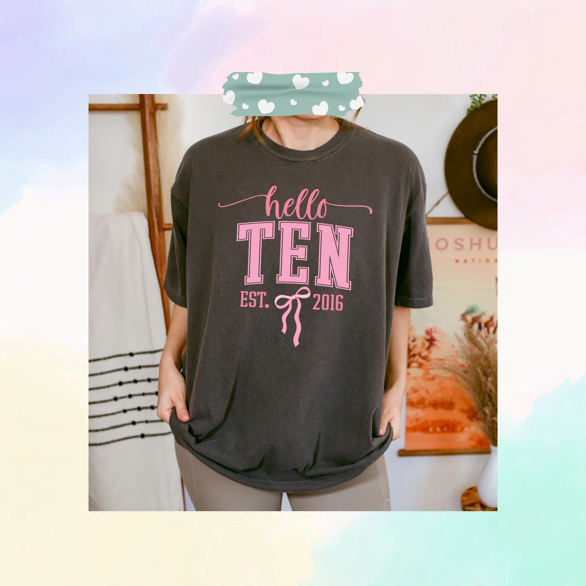 10th Birthday Bow Svg, 10th Birthday Girl Png, Hello Ten Svg, Coquette ...