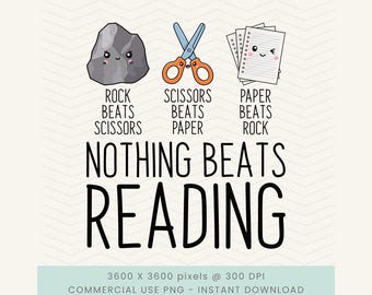 Nic nie przebije czytania png, Papier, kamień, nożyce png, Zabawni miłośnicy książek png, Kawaii czytanie w poprzek, Bibliotekarz png, Nauczyciel umiejętności czytania i pisania png, Mól książkowy