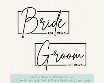 Panna Młoda Pan Młody Svg, Panna Młoda 2026 Svg, Pan Młody 2026 Svg, Pan Młody Png, Pasujący Miesiąc Miodowy Png, Zaręczyny Pary Png, Ślub Png