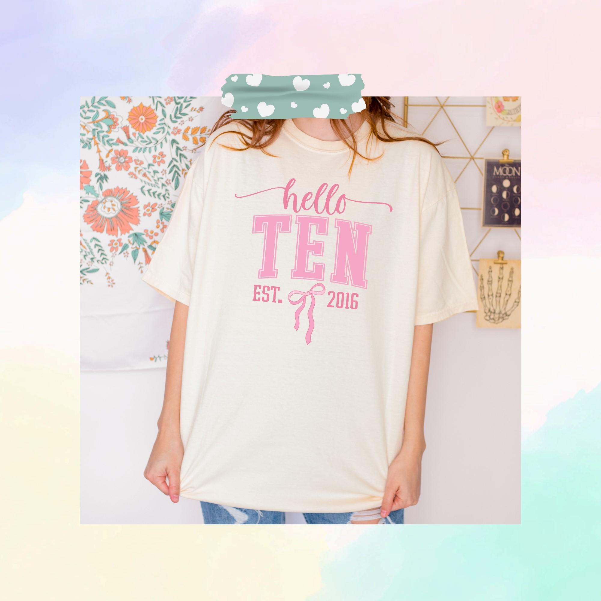 10th Birthday Bow Svg, 10th Birthday Girl Png, Hello Ten Svg, Coquette ...