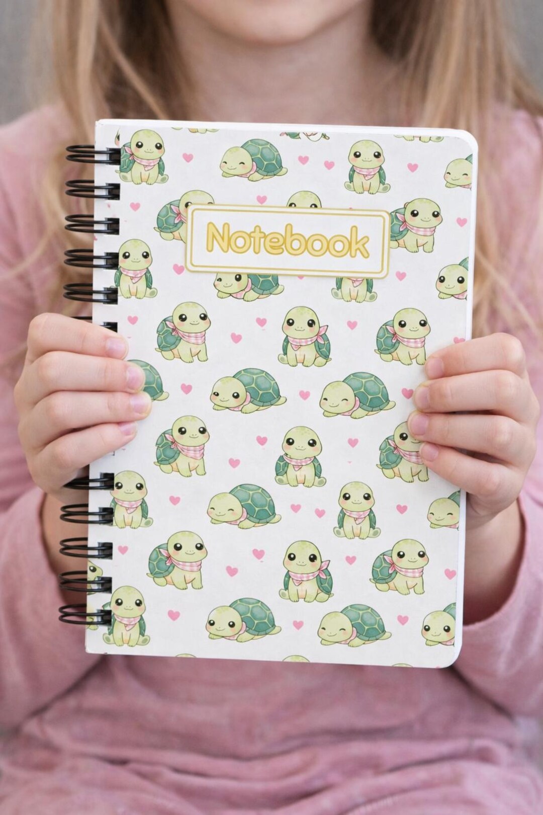 Turtle With Notebook Cute Baby Turtle Pattern Spiral Bound Journal, Pastel Turtle Notebook ...