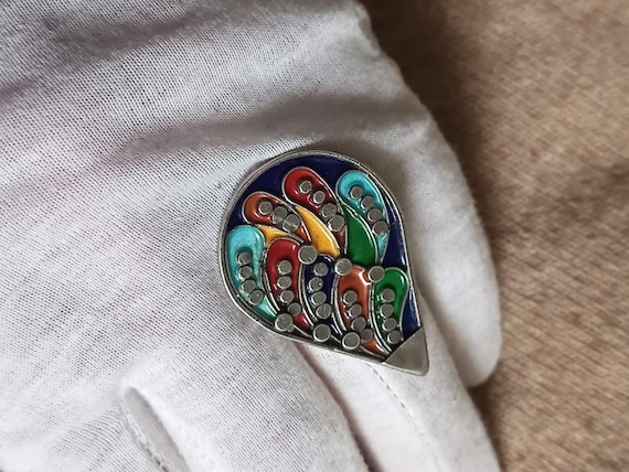 Handcrafted Enamel Silver Ring – Adjustable Teard… - image 4