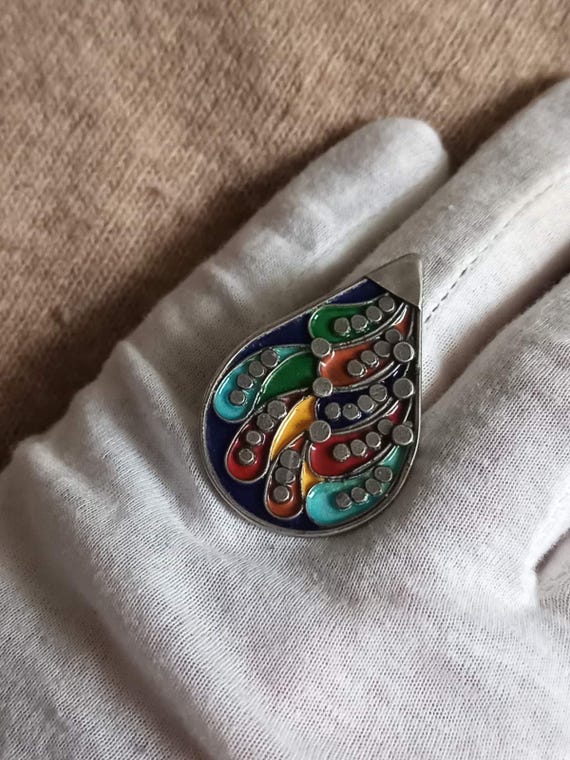 Handcrafted Enamel Silver Ring – Adjustable Teard… - image 7