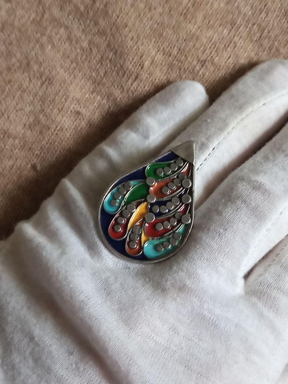 Handcrafted Enamel Silver Ring – Adjustable Teard… - image 5