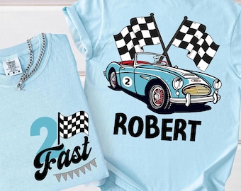 Camisetas de cumpleaños personalizadas de Two Fast: Camiseta de coche de carreras para bebé niño, regalo de cumpleaños para nieto