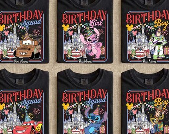 Camiseta personalizada para el grupo de cumpleaños de Disney, camiseta a juego con nombre personalizado para la familia (niño o niña), camiseta para la fiesta de la excursión al parque.