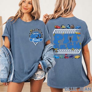 Custom Disney Cars Pit Crew shirt, McQueen Mater verjaardag T-shirt, bijpassende shirt Disneyland familie verjaardag, shirt Racing Cars Squad afbeelding 8