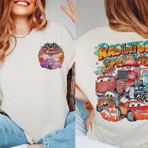 Bilar Kylarfjädrar Familjematchande T-shirts, Personligt namn Barnfödelsedagst-shirt, Blixten McQueen Vänner T-shirt bild 6