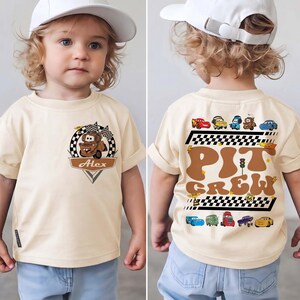 Custom Disney Cars Pit Crew shirt, McQueen Mater verjaardag T-shirt, bijpassende shirt Disneyland familie verjaardag, shirt Racing Cars Squad afbeelding 4