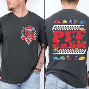 Custom Disney Cars Pit Crew shirt, McQueen Mater verjaardag T-shirt, bijpassende shirt Disneyland familie verjaardag, shirt Racing Cars Squad afbeelding 9