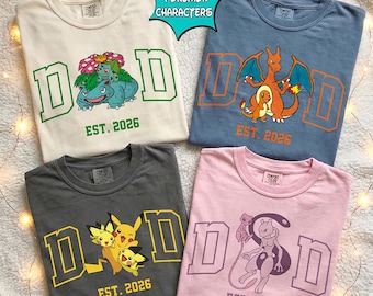 Custom Pocket Monster Dad Shirt EST 2026, Personalized Anime Creature Tee, Comfort Colors Graphic Gift for Father