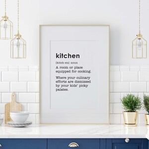 Kitchen Definition, Printable Kitchen Decor, Instant Download Wall Sign, Funny Signs, Definition Print, Kitchen Sign