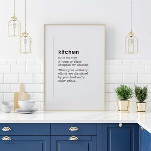 Kitchen Definition, Printable Kitchen Decor, Instant Download Wall Sign, Funny Signs, Definition Print, Kitchen Sign