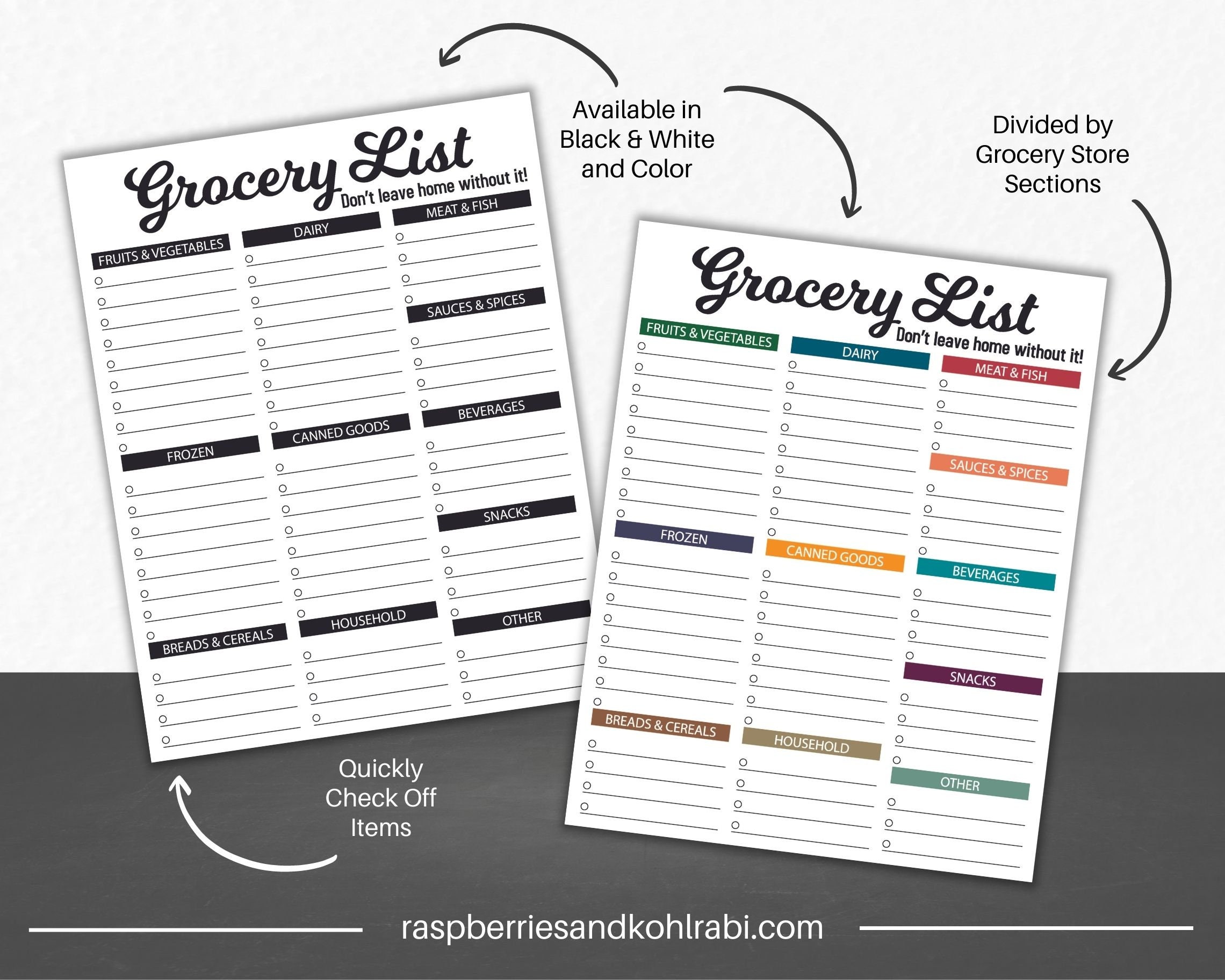 Divided Printable Grocery List Digital Download PDF for Instant ...