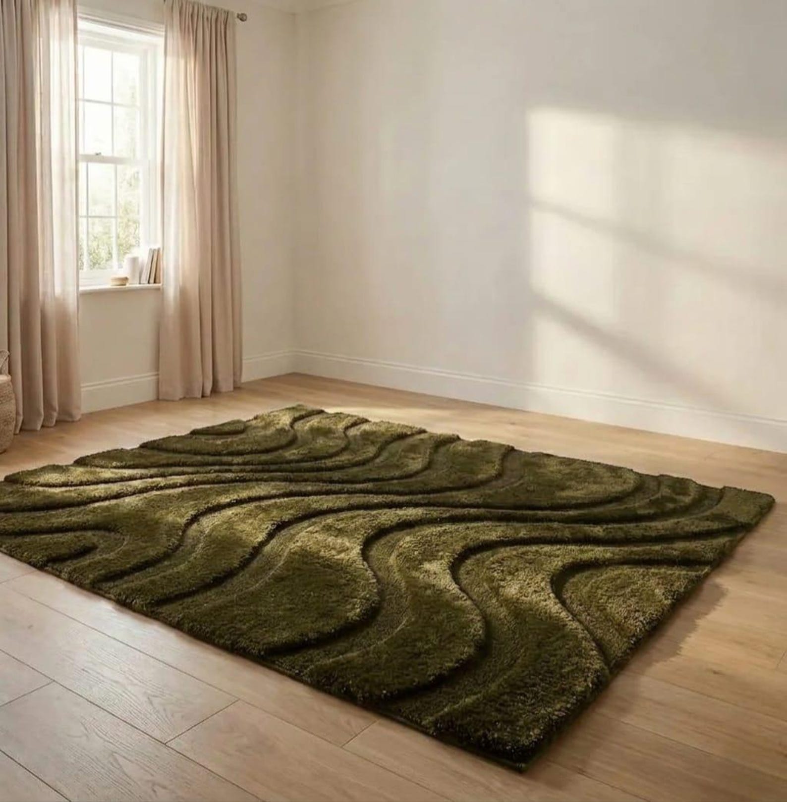 Hand Tufted Wool Rug – Deep Olive Green Cut Pile Area Carpet - Etsy