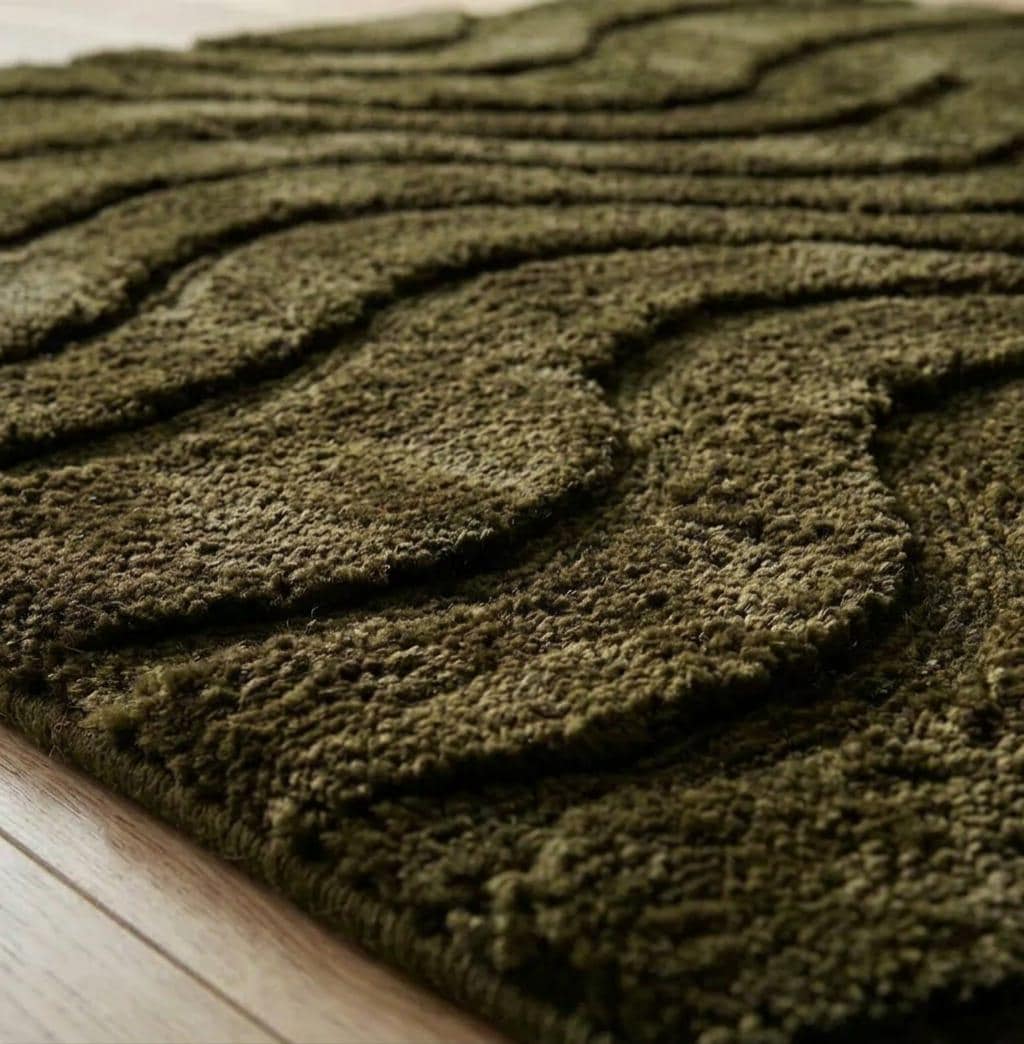 Hand Tufted Wool Rug – Deep Olive Green Cut Pile Area Carpet - Etsy