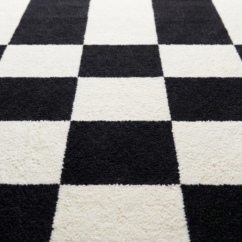 Faded Checkerboard Rug Checkered Rug, Checkerboard Area Rug, Black White Modern Hand Tufted ...