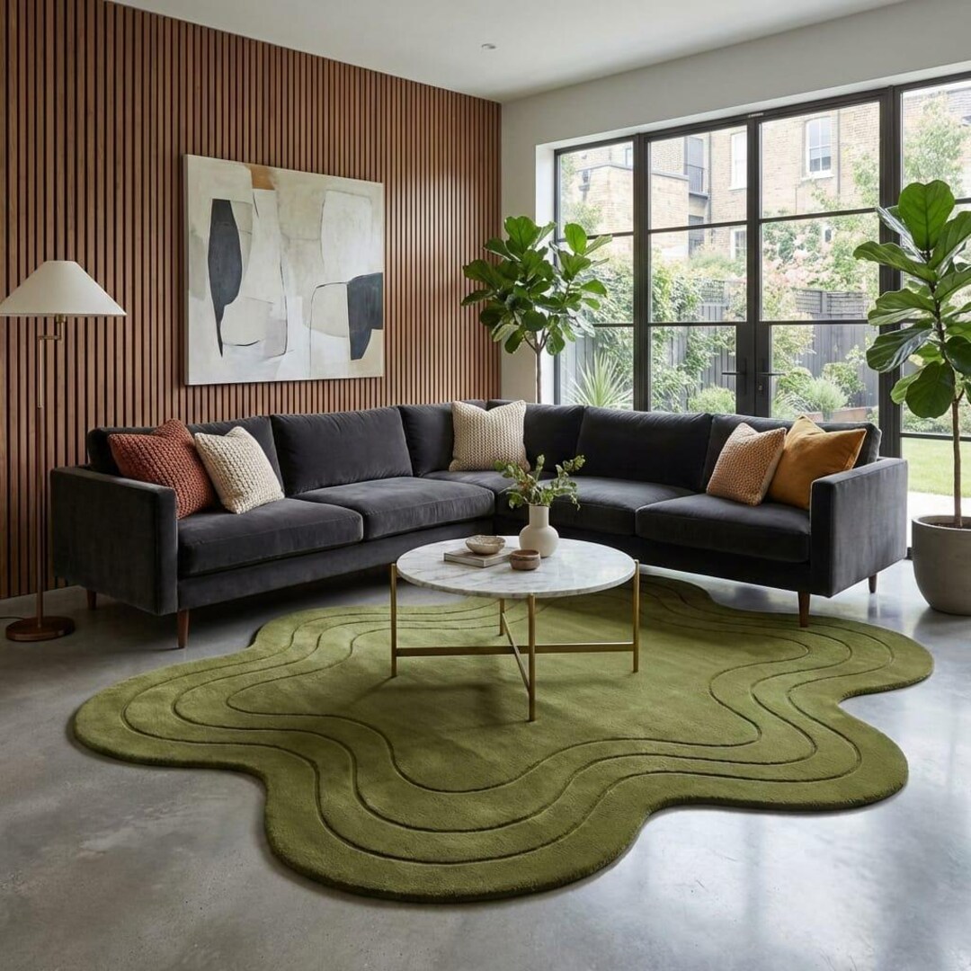 Olive Green Sculpted Wool Rug, Organic Modern Hand Tufted Area Rug - Etsy