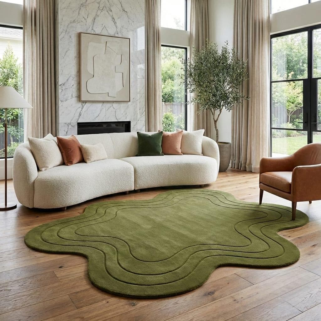 Olive Green Sculpted Wool Rug, Organic Modern Hand Tufted Area Rug - Etsy