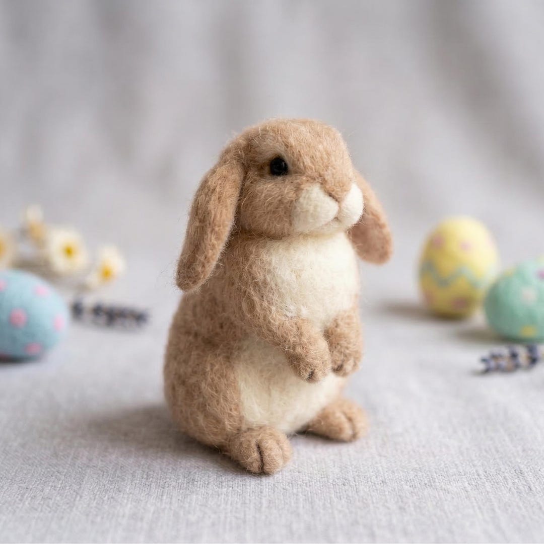 Needle Felted Wool Bunny Figurine, Handmade Rabbit Spring Home Decor - Etsy
