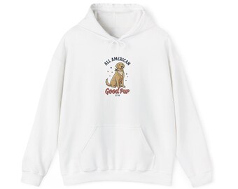 All American Good Pup Hoodie | 4th of July vintage patriotic dog design