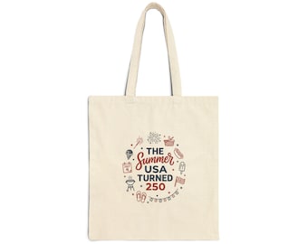 Vintage Americana 4th of July Tote | Cotton Canvas patriotic stars florals