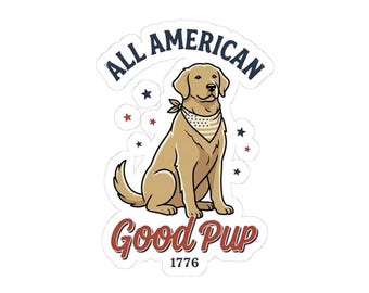All American Good Pup Sticker | 4th of July vintage Americana, stars & florals