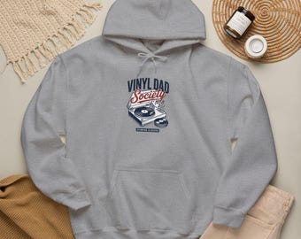 Vinyl Dad Society Hoodie | Record Player Retro Typography
