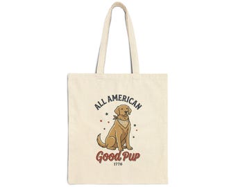 All American Good Pup Tote | 4th of July vintage Americana, stars & floral accents