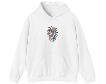 Americana Stars & Florals Hoodie | 4th of July Vintage Patriotic Tee-Style