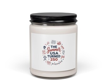 Vintage Americana 4th of July Candle | Soy Jar Candle, Patriotic Stars & Floral