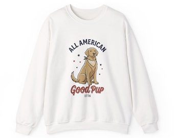 All American Good Pup Crewneck | 4th of July vintage Americana, stars & florals