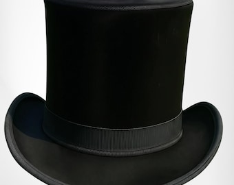 Cappello a cilindro in seta nera fatto a mano, stile vittoriano, steampunk, per cosplay, regalo di compleanno.