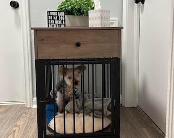 Jaula de madera para perros, mueble auxiliar para caseta de mascotas de interior