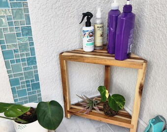 Acacia Wood Corner Shower Stool Waterproof Shower Bench