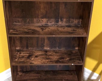 Estantería de madera de 3 niveles, compacta, ideal para sala de estar, dormitorio y oficina.