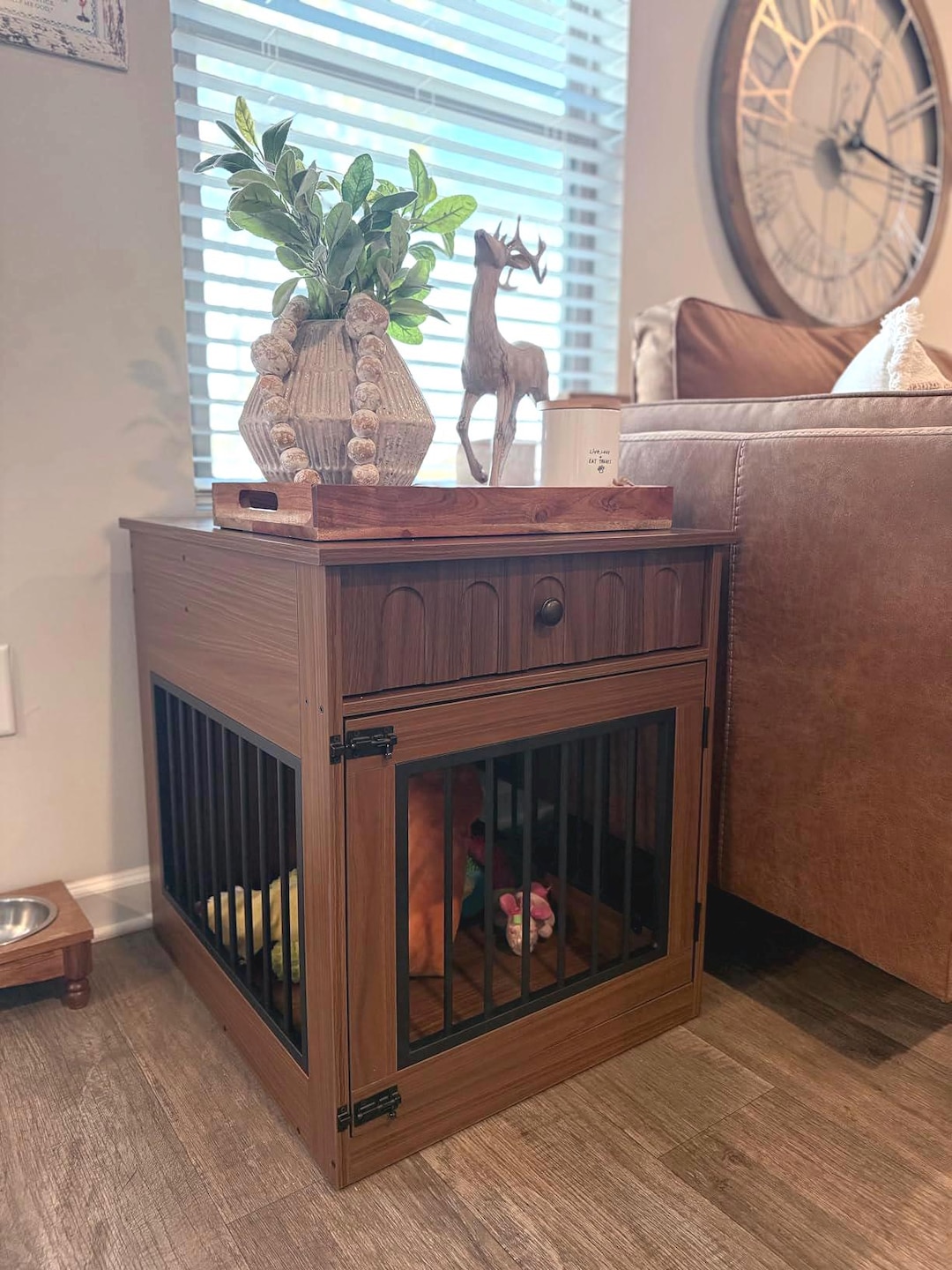 Wooden Dog Crate Furniture With Drawer Flip Top Storage End Table - Etsy