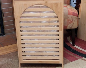 Cesto de ropa de bambú con tapa, cesta grande impermeable con bolsa extraíble.