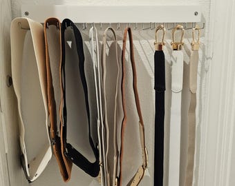 Paquete de 2 ganchos de madera, perchero de pared para cinturones y corbatas.