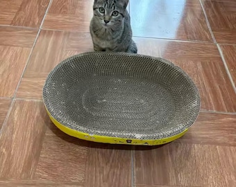 Cat Scratching Board Oval Corrugated Paper Cat Bed Claw Grinder Furniture Protector