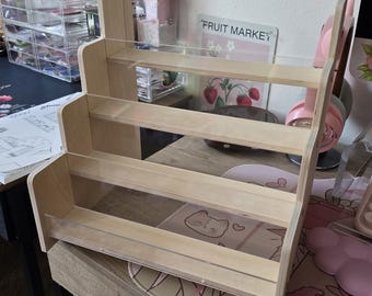 Expositor de tarjetas de felicitación de 4 niveles, estante de venta al por menor de madera acrílica