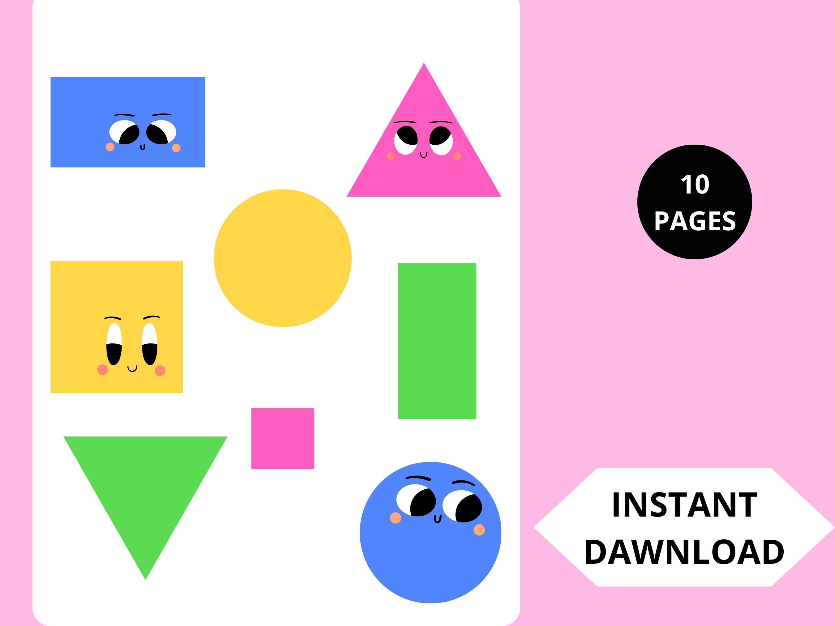 Geometric Shapes Coloring Pages for Kids, Preschool Learning Printable ...