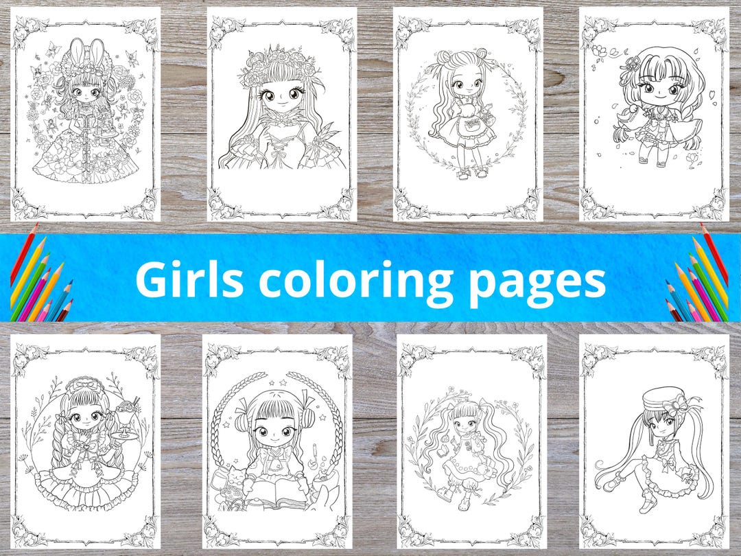 Girls Coloring Book PDF, Printable Activity Pages for Kids (instant ...